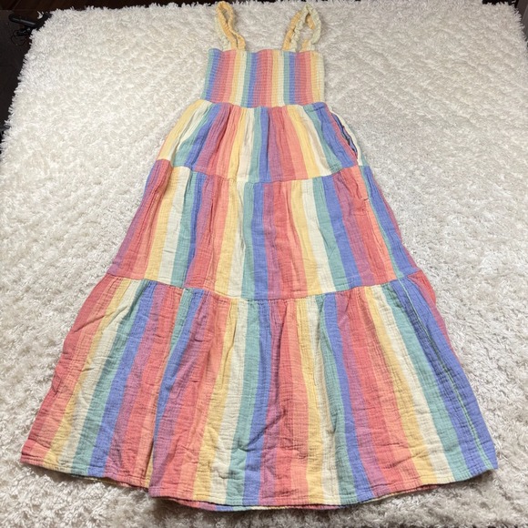 Marine Layer Striped Maxi Dress Women's XS Pastel Rainbow Cotton Selene Colorful - Picture 1 of 16